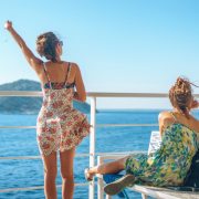 Women riding a ferry