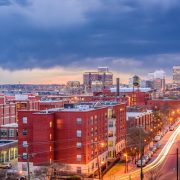 Downtown Richmond, VA in the evening